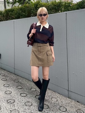 「アイテム（スカート）」を使った、MOUSSY OFFICIALさん（レディース・165cm）の秋コーディネート