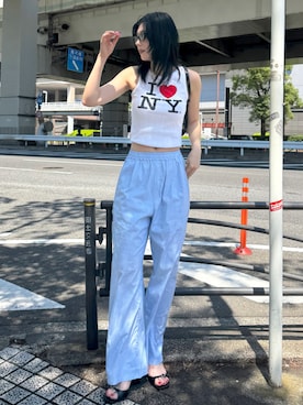 「MOUSSY（マウジー）のアイテム（サンダル）」を使った、MOUSSY OFFICIALさん（レディース・173cm）の夏コーディネート