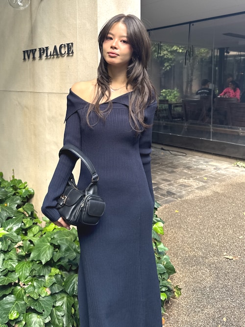 ASYMMETRY COLLAR ニットドレス