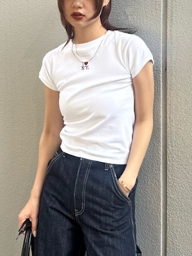 「コラボTシャツ」｜MOUSSY OFFICIALさん（レディース・170cm）の夏コーディネート