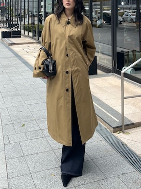 「MOUSSY（マウジー）の【26年SS新作】BALMACAAN コート（トレンチコート、グリーン系）」を使った、MOUSSY OFFICIALさん（レディース・170cm）の春コーディネート