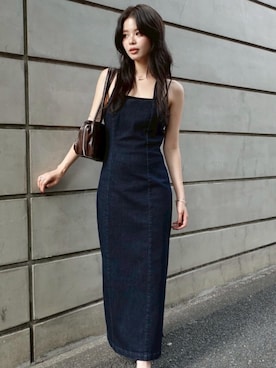 「アイテム（ワンピース/ドレス、ブルー系）」を使った、MOUSSY OFFICIALさん（レディース・164cm）の夏コーディネート