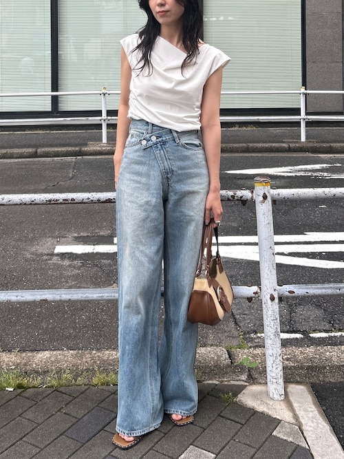 CROSS WAIST WIDE STRAIGHT/クロスウエストワイドストレートデニム