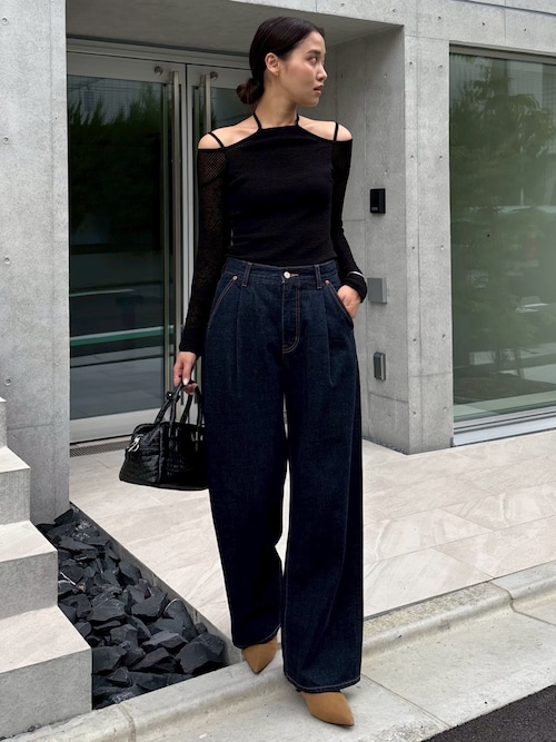 新品未使用　moussy TUCK WIDE ストレートデニム　サイズ2 MOUSSY | TUCK WIDE ストレートデニム (ワイド ) |SHEL'TTER