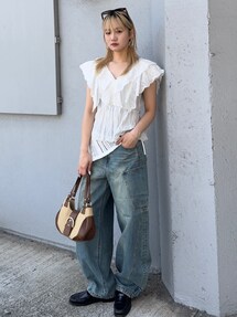 MOUSSY（マウジー）の「EYELET CAPSLEEVE ブラウス（シャツ