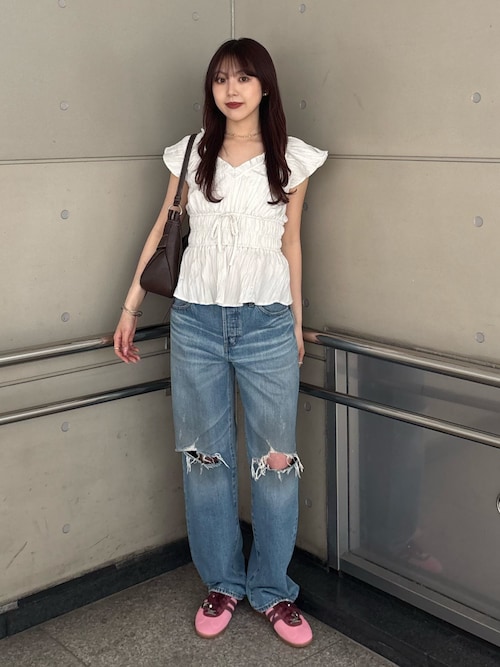 MOUSSY MIDRISE STRAIGHT マウジー ダメージ デニム MIDRISE DAMAGED