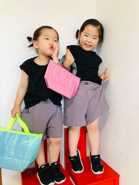 「Bee des Bee（ビーデスビー）のアイテム（パンツ）」を使った、さかな★さん（キッズ・90cm）の夏コーディネート