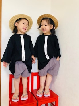 「Bee des Bee（ビーデスビー）のアイテム（パンツ）」を使った、さかな★さん（キッズ・90cm）の夏コーディネート