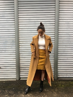 「アイテム（ダッフルコート、イエロー系）」を使った、dorisさん（レディース・158cm）の冬コーディネート