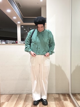 「Samansa Mos2 blue（サマンサモスモスブルー）のアイテム（ニット/セーター）」を使った、たきさん（レディース・161cm）の春コーディネート