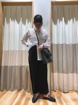 「Samansa Mos2 blue（サマンサモスモスブルー）のアイテム（スリッポン）」を使った、たきさん（レディース・161cm）の春コーディネート