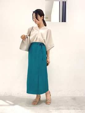 「YECCA VECCA（イェッカヴェッカ）のアイテム（トートバッグ）」を使った、ほなみさん（レディース・155cm）の夏コーディネート