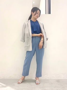 「ドレープブラウス」｜ほなみさん（レディース・155cm）の春コーディネート