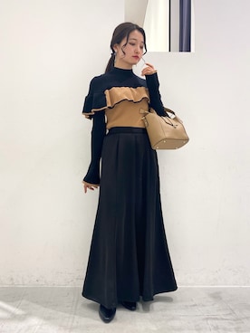 「YECCA VECCA（イェッカヴェッカ）のアイテム（スカート）」を使った、ほなみさん（レディース・155cm）の冬コーディネート