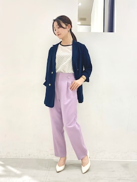 「ラベンダー」｜「アイテム（ブルゾン）」を使った、ほなみさん（レディース・155cm）の春コーディネート