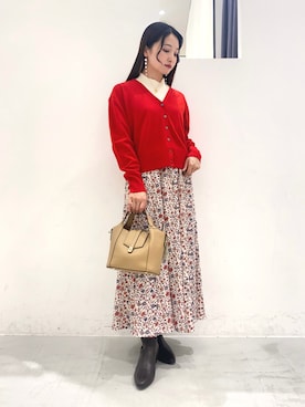 「YECCA VECCA（イェッカヴェッカ）のアイテム（カーディガン/ボレロ）」を使った、ほなみさん（レディース・155cm）の秋コーディネート