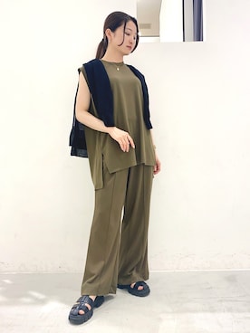 「YECCA VECCA（イェッカヴェッカ）のアイテム（カーディガン/ボレロ）」を使った、ほなみさん（レディース・155cm）の夏コーディネート