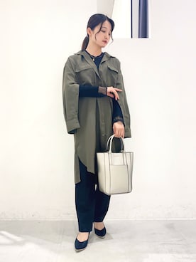 「YECCA VECCA（イェッカヴェッカ）のアイテム（トートバッグ）」を使った、ほなみさん（レディース・155cm）の秋コーディネート