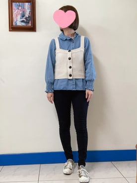 「アイテム（その他シューズ、グリーン系）」を使った、Bubbleさん（レディース・164cm）の冬コーディネート