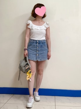 「アイテム（メッセンジャーバッグ）」を使った、Bubbleさん（レディース・164cm）の夏コーディネート