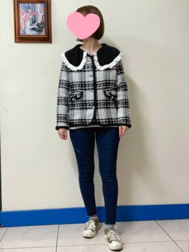 「アイテム（その他シューズ、グリーン系）」を使った、Bubbleさん（レディース・164cm）の冬コーディネート