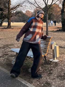 「アイテム（スウェットパンツ）」を使った、kaishinさん（メンズ・176cm）の冬コーディネート
