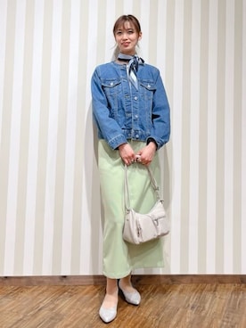「DRESKIP（ドレスキップ）の【S-LL】大人のための ノーカラーデニムジャケット（デニムジャケット、ブルー系）」を使った、hassssyさん（レディース・169cm）の春コーディネート