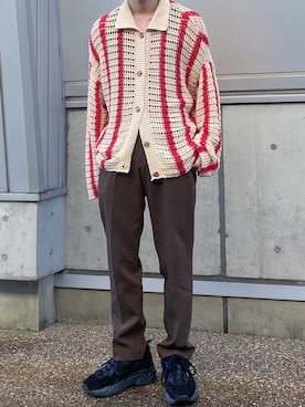 「ブラウンパンツ」｜「アイテム（その他）」を使った、peiさん（メンズ・163cm）の春コーディネート