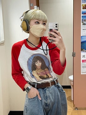 「アイテム（ヘッドフォン/イヤホン、イエロー系）」を使った、MINOさん（レディース・154cm）の春コーディネート