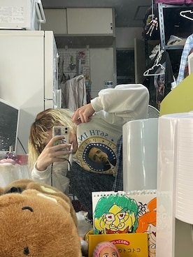 「JERZEES（ジャージーズ）のアイテム」を使った、MINOさん（レディース・154cm）の冬コーディネート