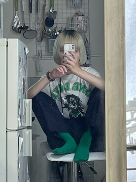 「ミッキー」｜「アイテム（スラックス）」を使った、MINOさん（レディース・154cm）の夏コーディネート