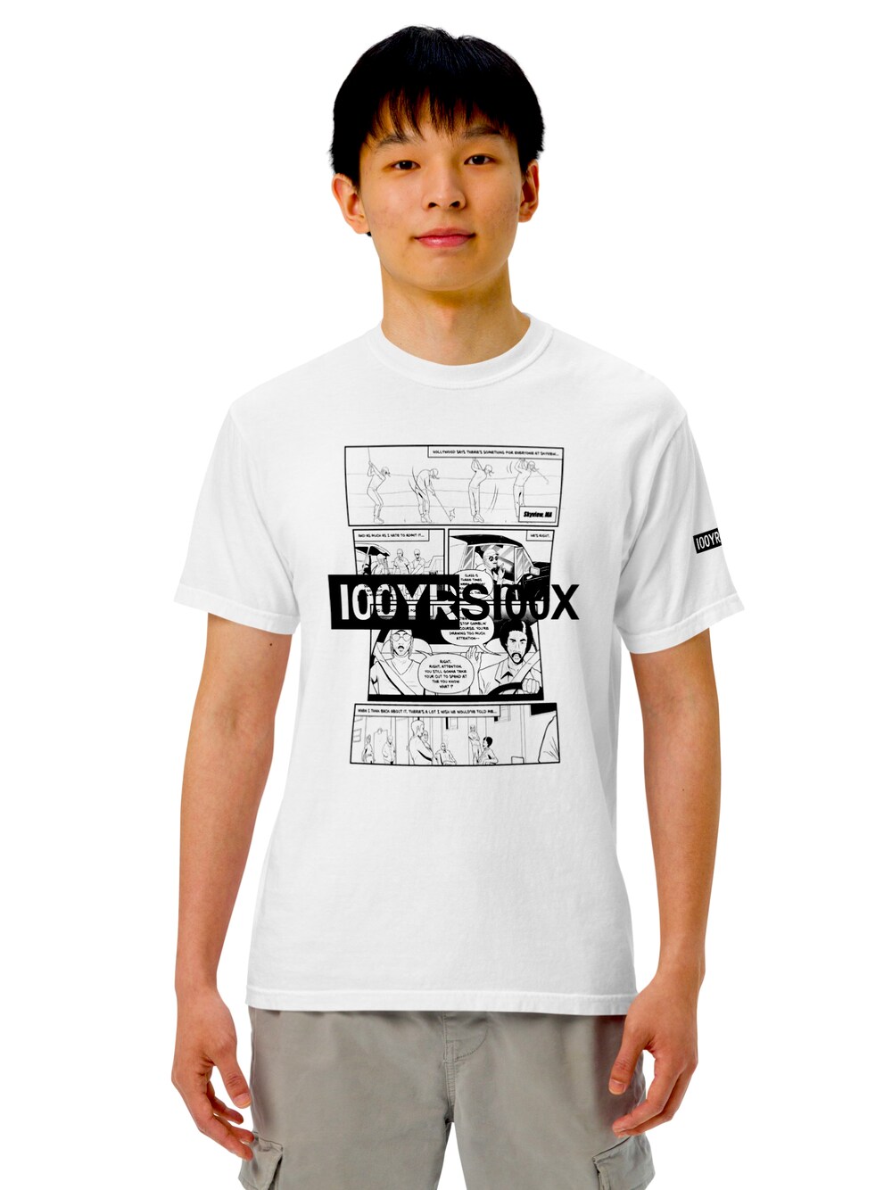 「私の推しブランド、100YRS100X、colorblock」｜「100YRS100Xのアイテム（Tシャツ/カットソー、ホワイト系）」を使った、100YRS100X さん（レディース・165cm）の冬コーディネートの1枚目の写真