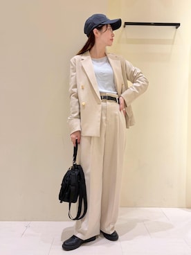 「ROPE' PICNIC（ロペピクニック）の22mmスリムスクエアバックルベルト（ベルト、ブラック系）」を使った、NACHIさん（レディース・155cm）の春コーディネート