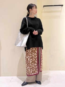 「アイテム（バンダナ/スカーフ）」を使った、NACHIさん（レディース・155cm）の秋コーディネート