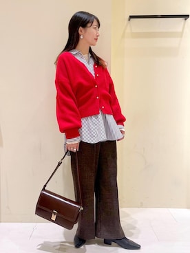 「スキッパーシャツ」｜NACHIさん（レディース・155cm）の秋コーディネート