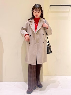 「アイテム（ピーコート）」を使った、NACHIさん（レディース・155cm）の秋コーディネート