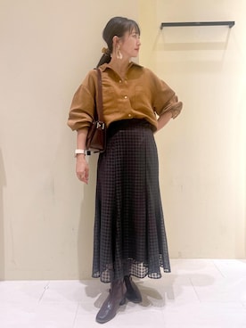 「アイテム（タンクトップ）」を使った、NACHIさん（レディース・155cm）の秋コーディネート