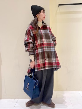 「アイテム（スラックス）」を使った、NACHIさん（レディース・155cm・30代）の冬コーディネート