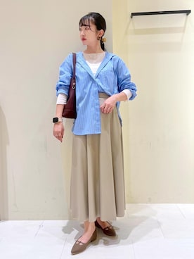 「ストライプ」｜NACHIさん（レディース・155cm）の秋コーディネート