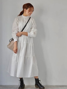 「each（イーチ）のアイテム（シャツワンピース）」を使った、kumi_pressさん（レディース・163cm）の冬コーディネート