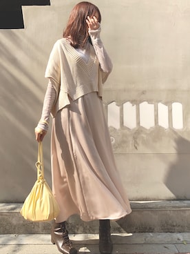 「イエローバッグ」｜kumi_pressさん（レディース・163cm）の春コーディネート