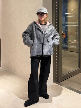 「THE GOODLAND MARKET(ザグッドランドマーケット)のザ グッドランド マーケット FLEECE FLIGHT CAP(キャップ)」を使った、YUIさん(レディース・164cm)の秋コーディネート