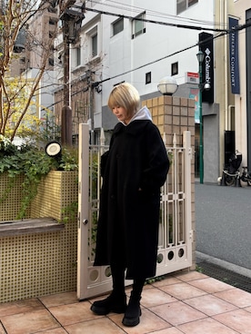 「アイテム（ステンカラーコート）」を使った、YUIさん（レディース・164cm・20代）の冬コーディネート