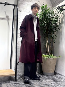 「アイテム（ステンカラーコート）」を使った、miuraaaさん（メンズ・175cm）の秋コーディネート