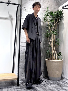 「HARE（ハレ）のアイテム（テーラードジャケット、ブラック系）」を使った、miuraaaさん（メンズ・175cm）の夏コーディネート
