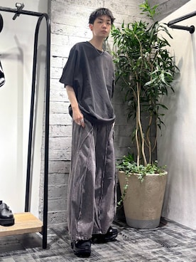 「HARE（ハレ）のHAREロゴヴィンテージカットソー(HARE)（Tシャツ/カットソー、グレー系）」を使った、miuraaaさん（メンズ・175cm）の春コーディネート