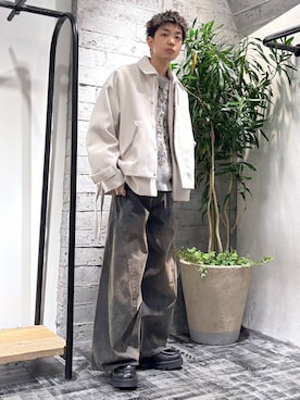 「HARE（ハレ）のフラワーモチーフメランジニット(HARE)（ニット/セーター）」を使った、miuraaaさん（メンズ・175cm）の秋コーディネート