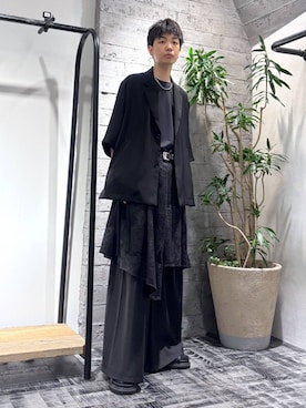 「HARE（ハレ）のアイテム（テーラードジャケット、ブラック系）」を使った、miuraaaさん（メンズ・175cm）の春コーディネート