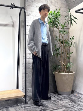 「HARE（ハレ）のエレガントボタンモヘアニットカーディガン(HARE)（カーディガン/ボレロ）」を使った、miuraaaさん（メンズ・175cm）の秋コーディネート