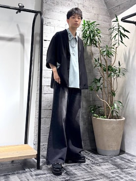 「HARE（ハレ）のアイテム（テーラードジャケット、ブラック系）」を使った、miuraaaさん（メンズ・175cm）の春コーディネート